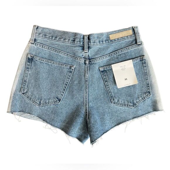 Cello high waist two tone denim jean shorts size medium (NWT) - Picture 2 of 13
